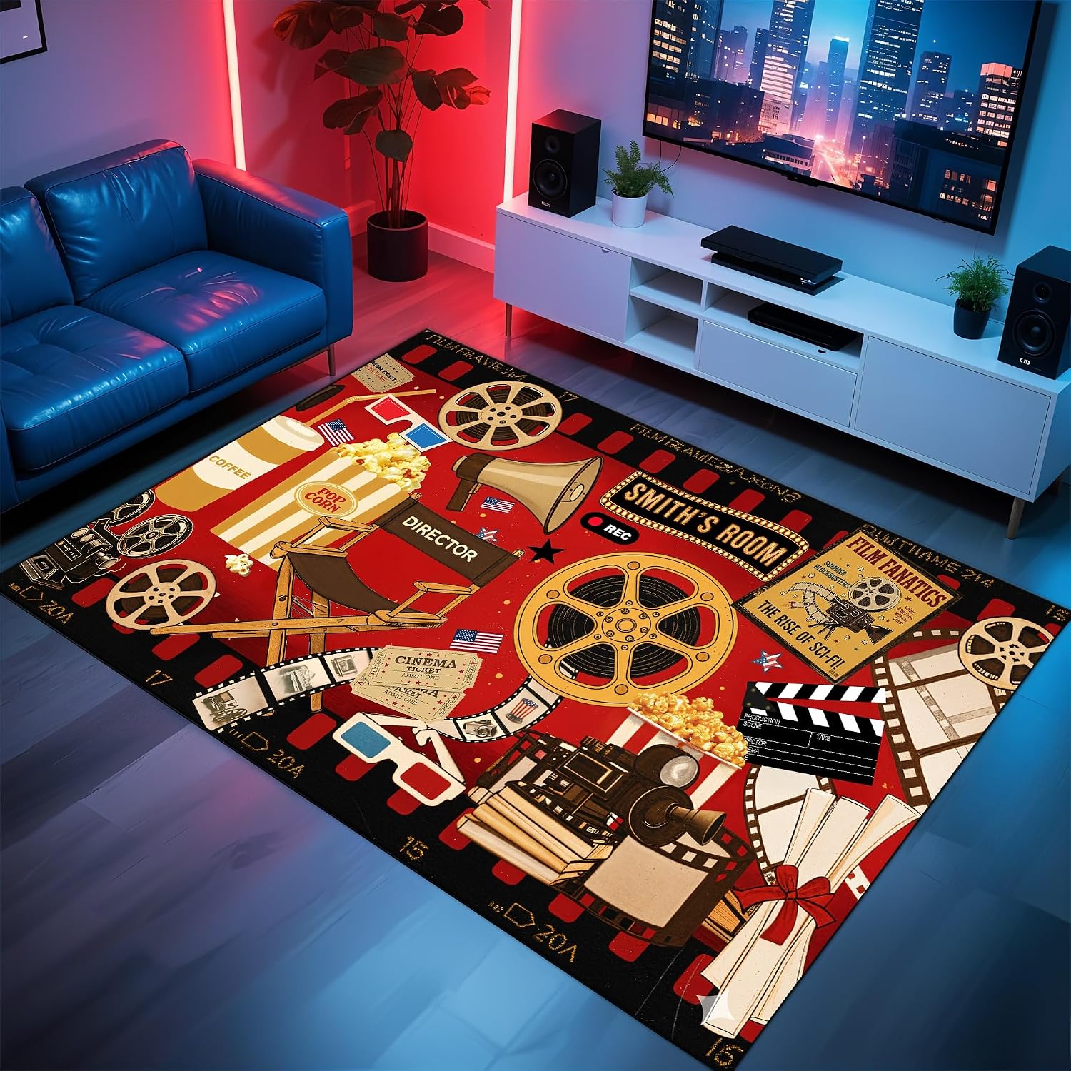 Home Bathroom Name - Custom Name Cinema Theme Carpet, Soft