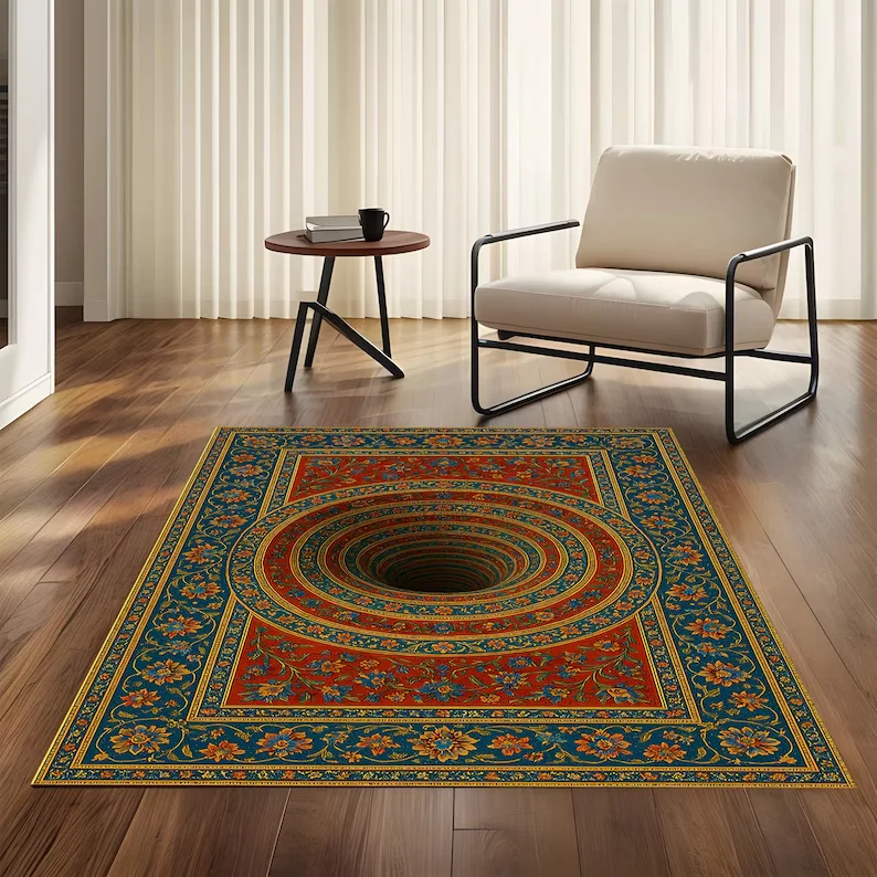 Home Bathroom Design Ideas - 3D Illusion Area Rug with Vortex