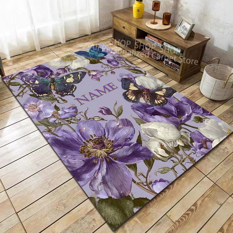 Home Bathroom Name - 1PC Personalized Custom Name Flowers Print
