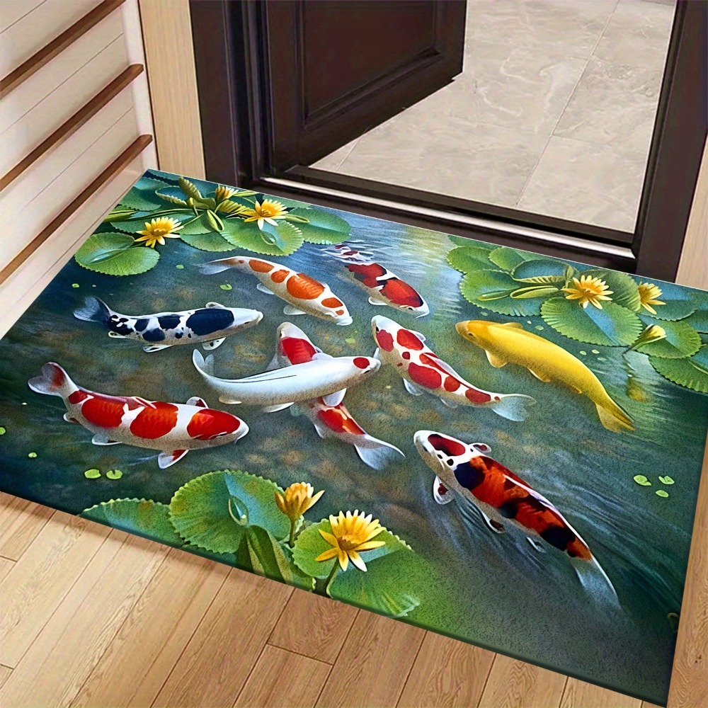 Home Bathroom Design Ideas - Vibrant Koi Pond Fish Rug Mat