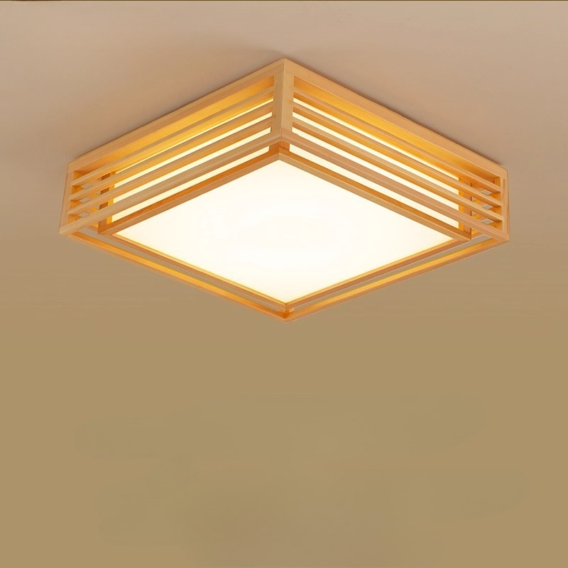Japanese Home Bathroom Design - Japanese Design Log Wooden Square LED