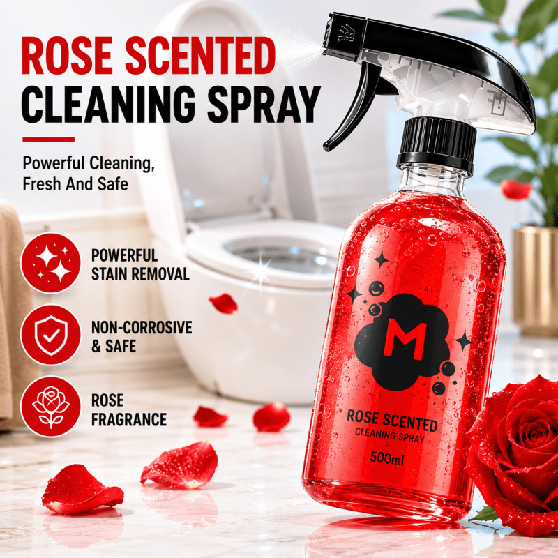 Home Bathroom Cleaning Solution - Toilet Cleaner Rose Fragrance Stain Remover