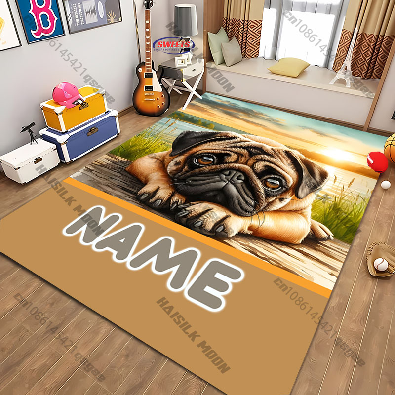 Personalized Pug Dog Area Rug, - Home Bathroom Name recension och pris