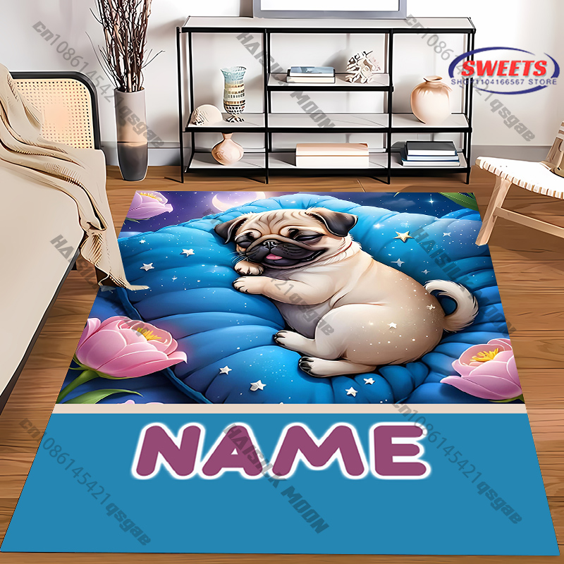 Personalized Pug Dog Area Rug, - Home Bathroom Name recension och pris