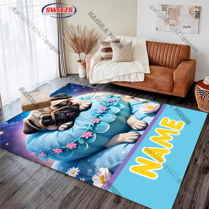 Personalized Pug Dog Area Rug, - Home Bathroom Name recension och pris