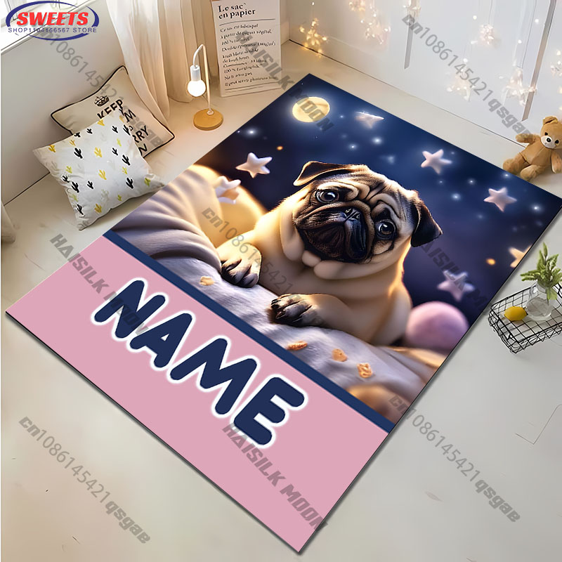 Personalized Pug Dog Area Rug, - Home Bathroom Name recension och pris