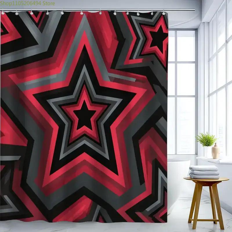 Bold Red Star Pattern Shower C - Home Bathroom Design Ideas recension och pris