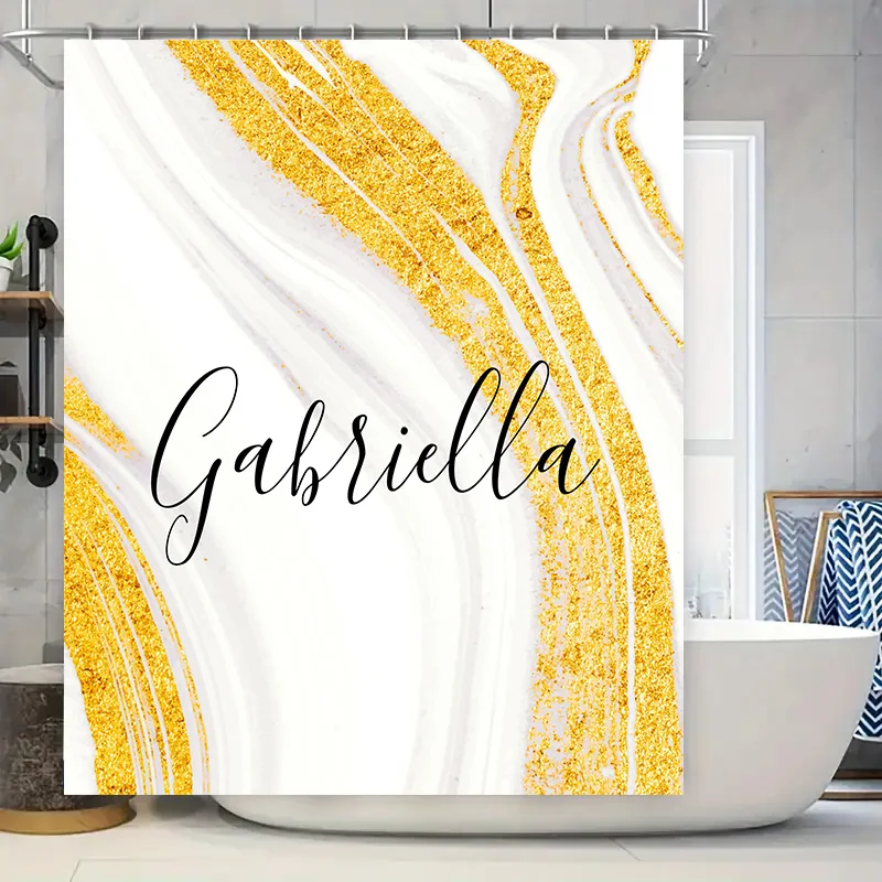 Gold Marble Shower Curtain Per - Home Bathroom Name recension och pris