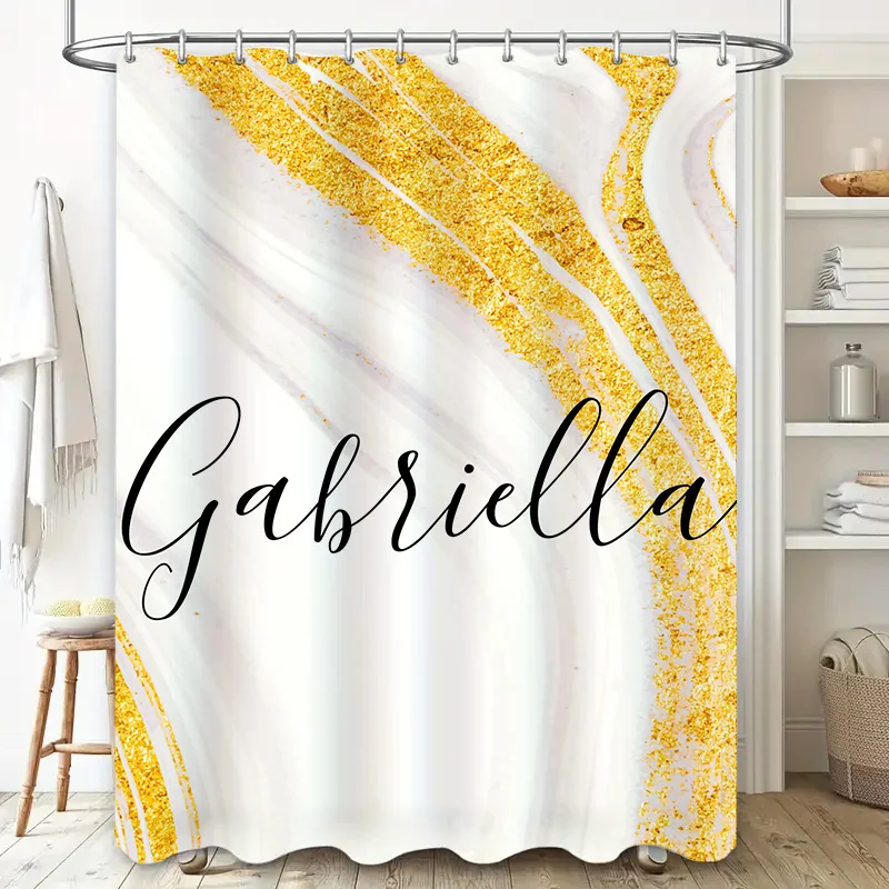 Gold Marble Shower Curtain Per - Home Bathroom Name recension och pris