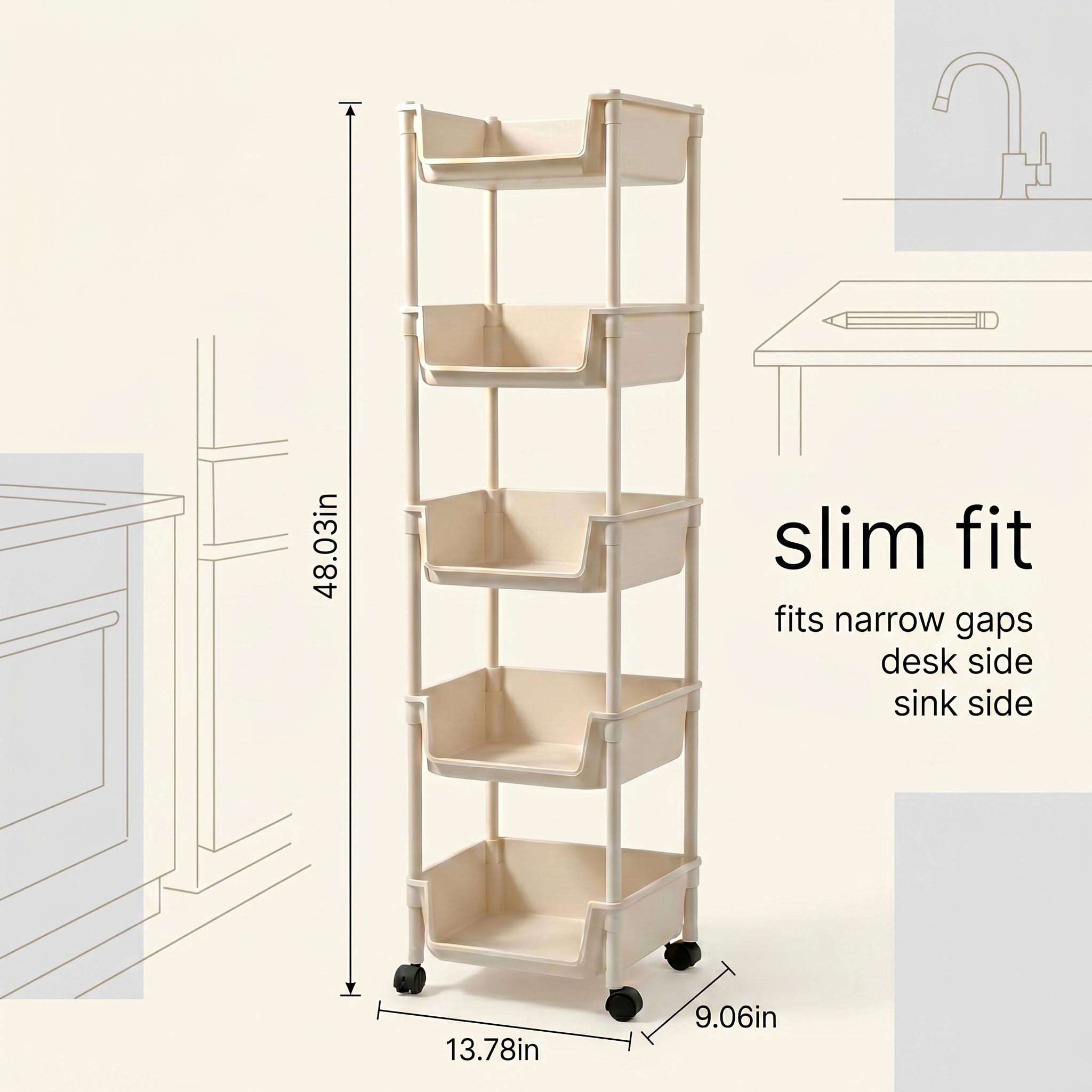 5 Tier Slim Rolling Storage Ca - Home Bathroom Organizer recension och pris