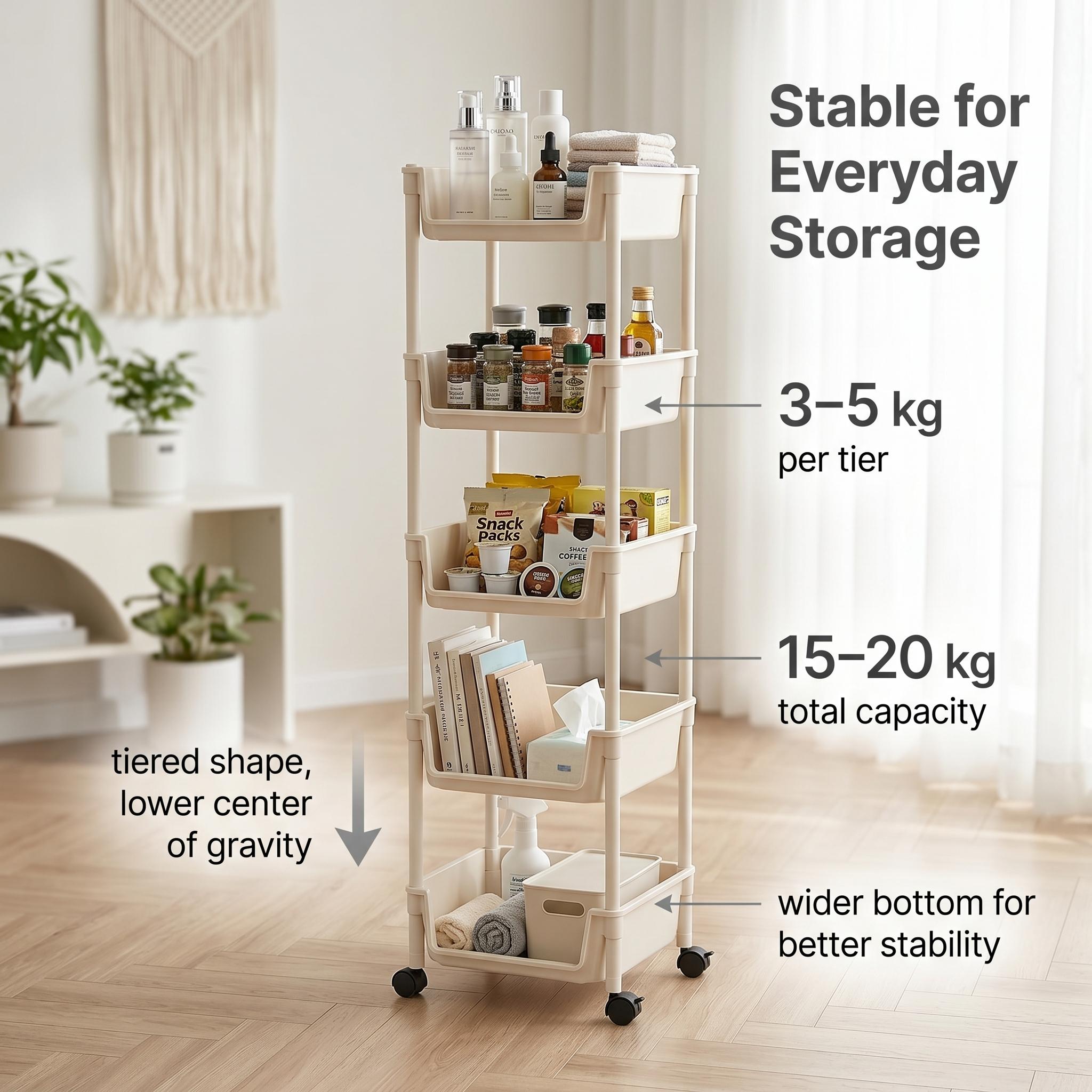 5 Tier Slim Rolling Storage Ca - Home Bathroom Organizer recension och pris