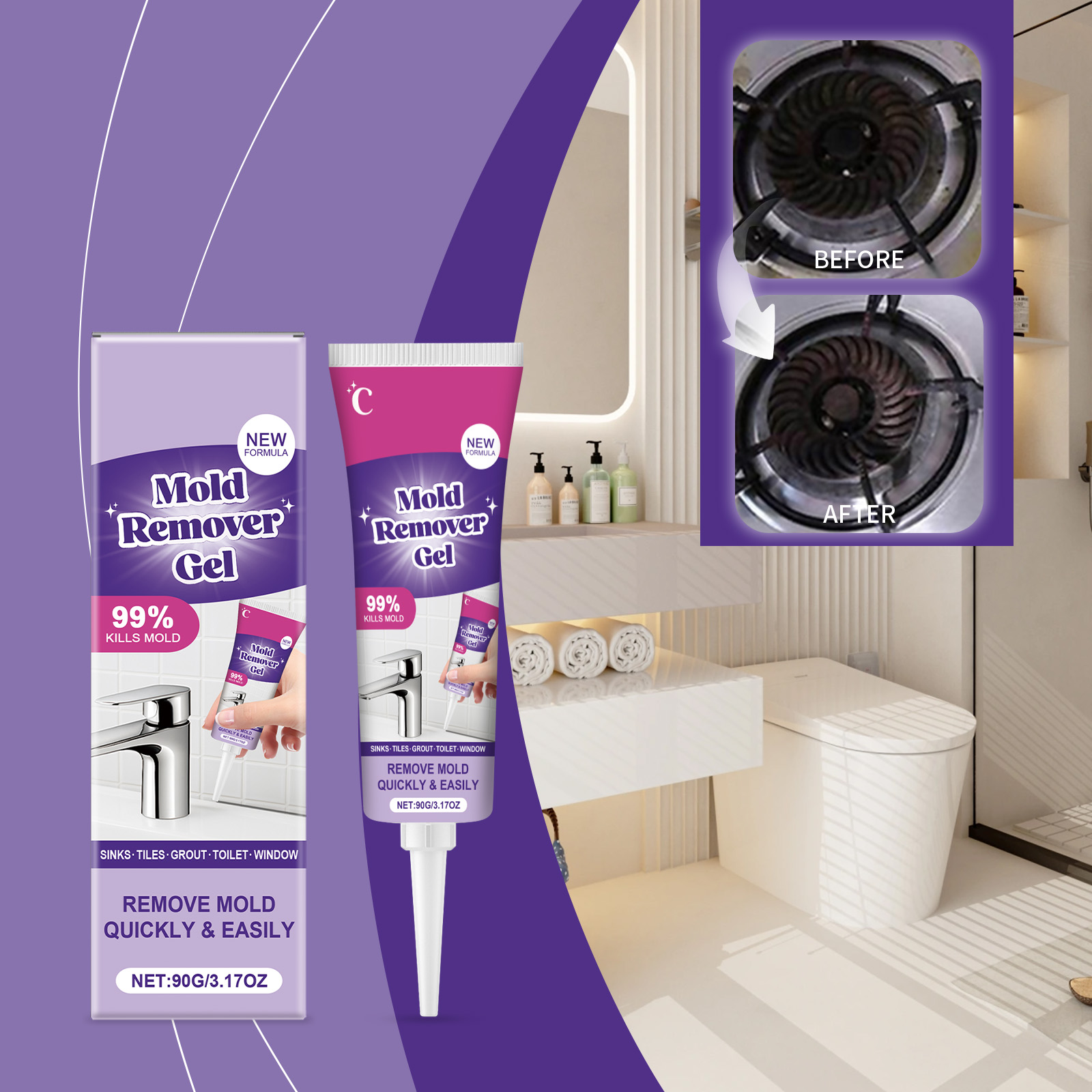 Anti-Mold Remover Gel Fast Act - Home Bathroom Cleaning Solution recension och pris