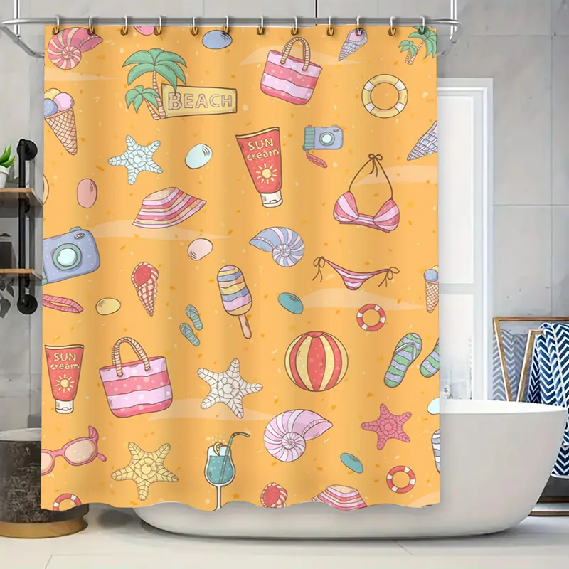 Beach Summer Theme Shower Curt - Home Bathroom Design Ideas recension och pris