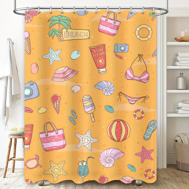 Beach Summer Theme Shower Curt - Home Bathroom Design Ideas recension och pris