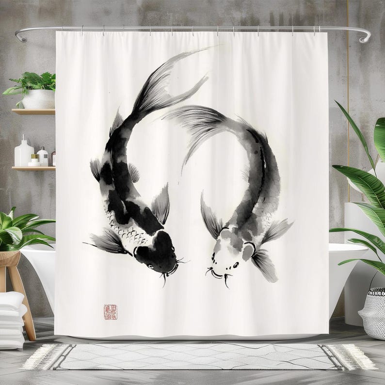 Fish Shower Curtain, Waterproo - Japanese Home Bathroom Design recension och pris