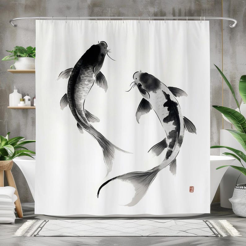 Fish Shower Curtain, Waterproo - Japanese Home Bathroom Design recension och pris