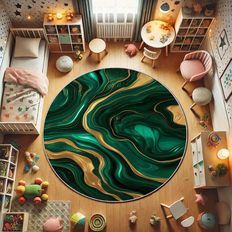 Emerald Moss Round Rug, Nature - Home Bathroom Design Ideas recension och pris