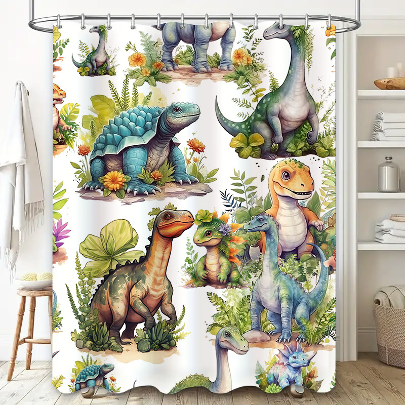 Colorful Dinosaur Shower Curta - Home Bathroom Design Ideas recension och pris