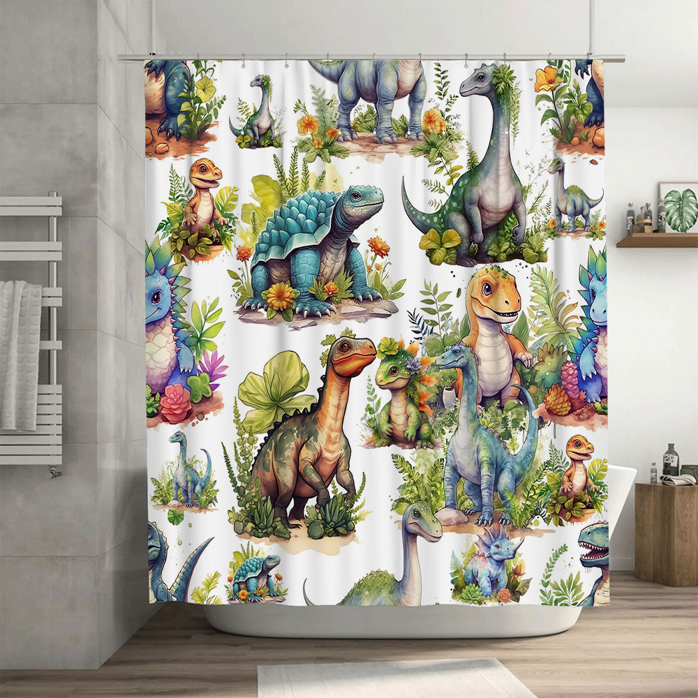 Colorful Dinosaur Shower Curta - Home Bathroom Design Ideas recension och pris