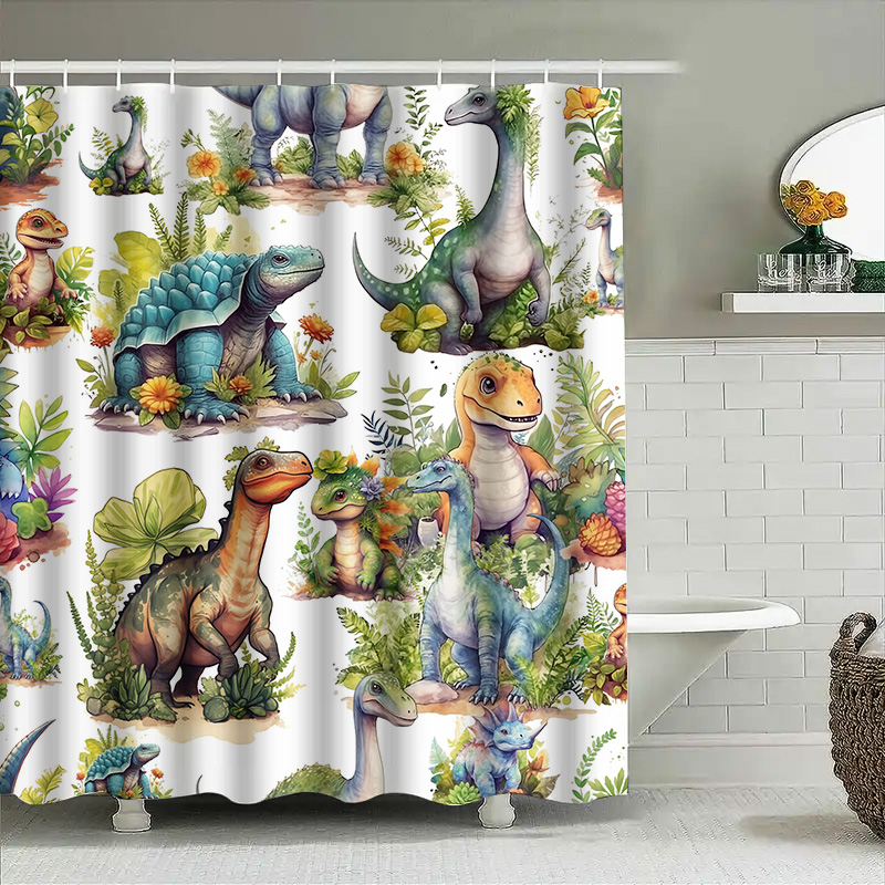 Colorful Dinosaur Shower Curta - Home Bathroom Design Ideas recension och pris