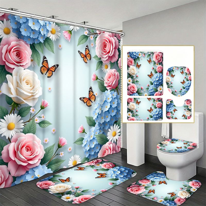 Rose Hydrangea Butterfly Borde - Home Bathroom Remodel recension och pris