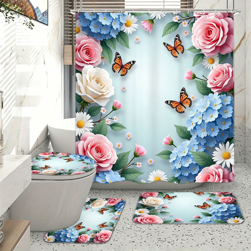 Rose Hydrangea Butterfly Borde - Home Bathroom Remodel recension och pris