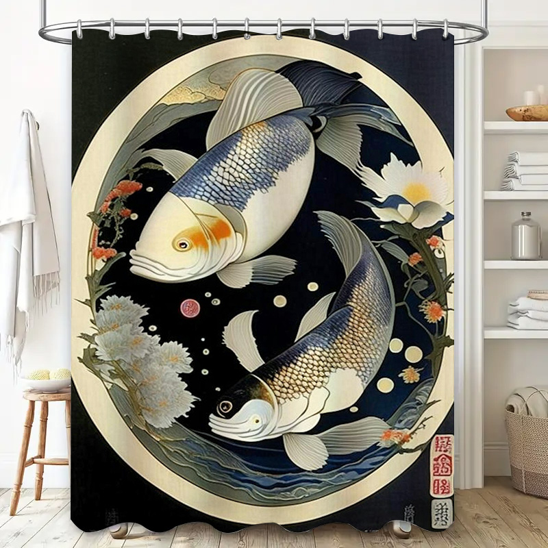 Vintage Japanese Fish Print Sh - Japanese Home Bathroom Design recension och pris