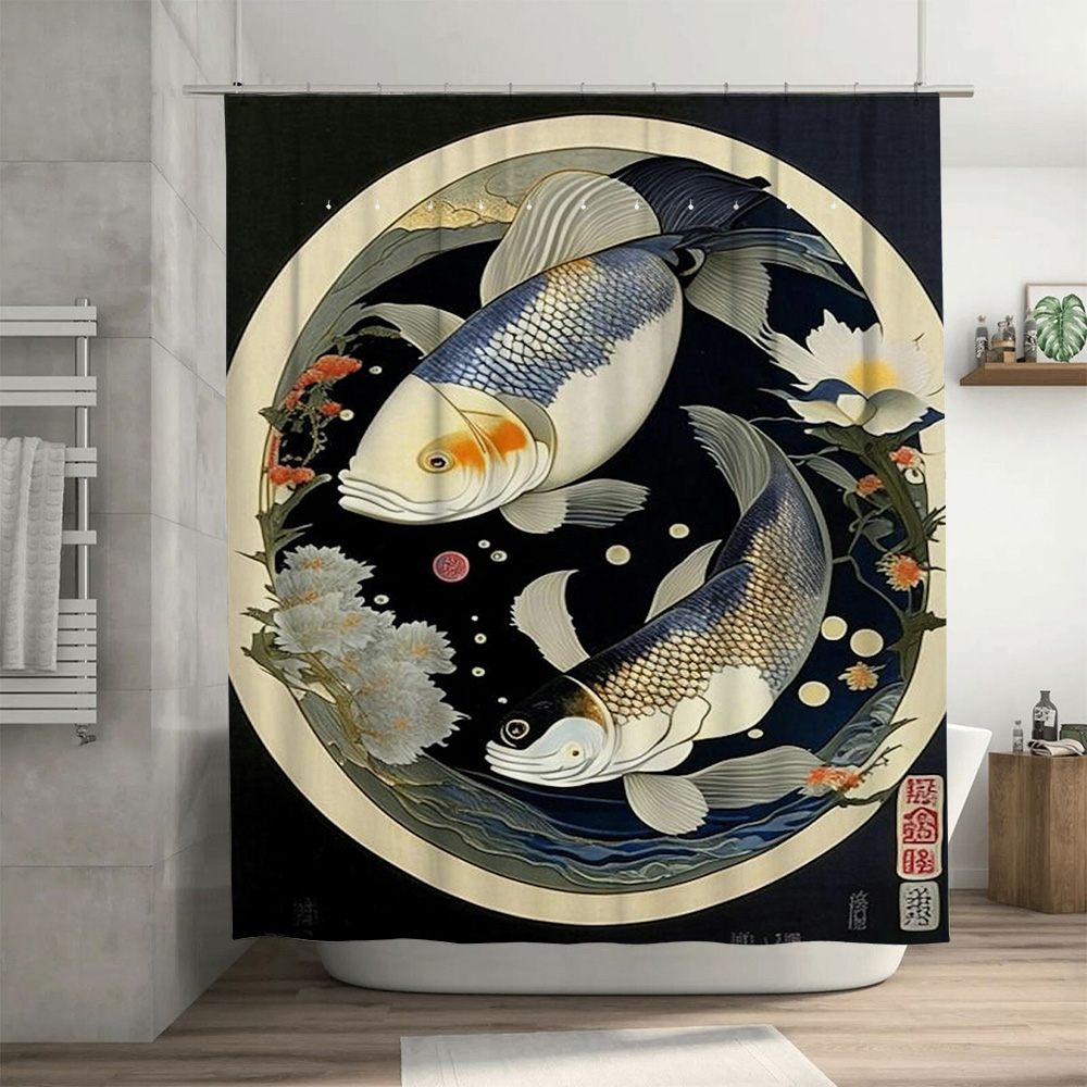 Vintage Japanese Fish Print Sh - Japanese Home Bathroom Design recension och pris