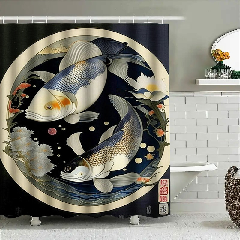 Vintage Japanese Fish Print Sh - Japanese Home Bathroom Design recension och pris