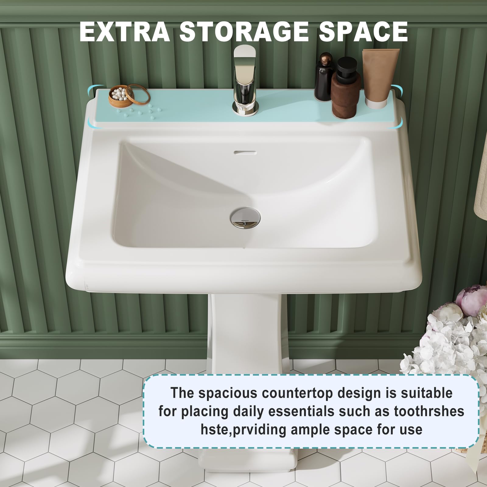 Pedestal Sink Square Ceramic B - Home Bathroom Remodel recension och pris