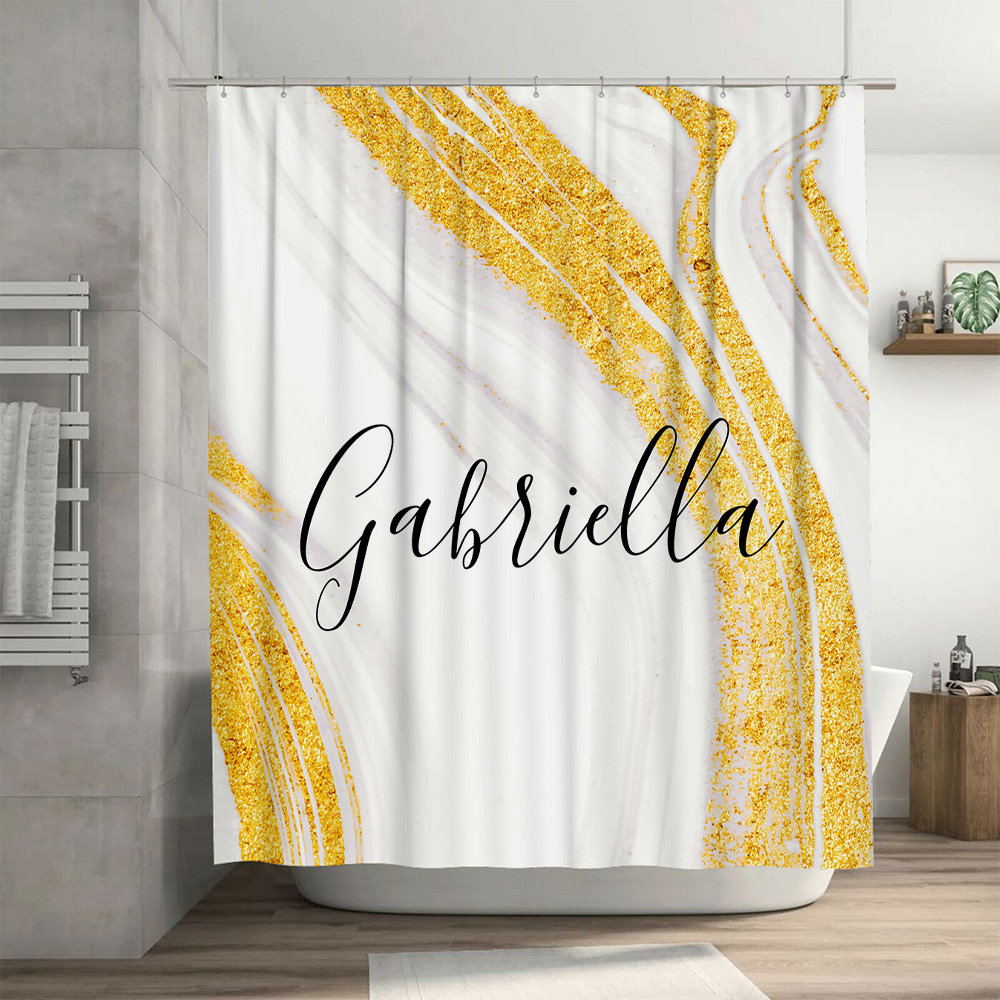 Gold Marble Shower Curtain Per - Home Bathroom Name recension och pris
