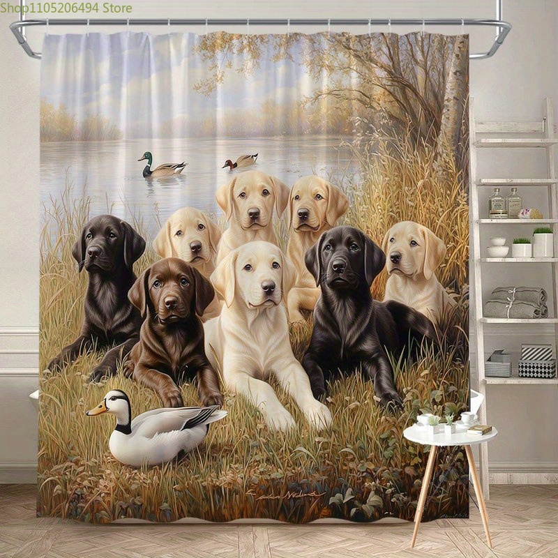Labrador Dog Family Shower Cur - Home Bathroom Design Ideas recension och pris