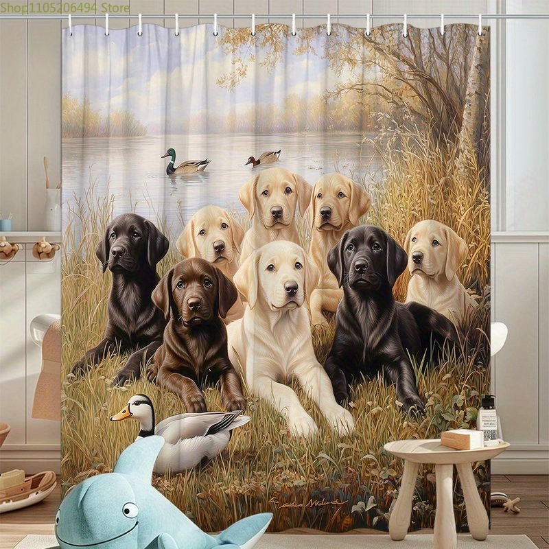 Labrador Dog Family Shower Cur - Home Bathroom Design Ideas recension och pris